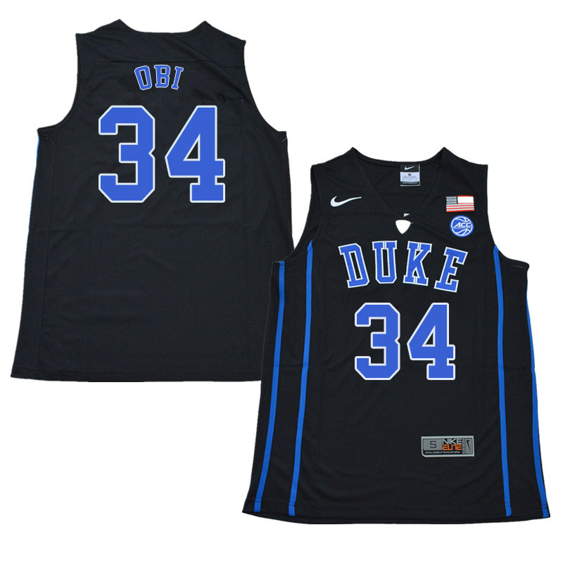 Duke Blue Devils #34 Sean Obi College Basketball Jerseys Sale-Black